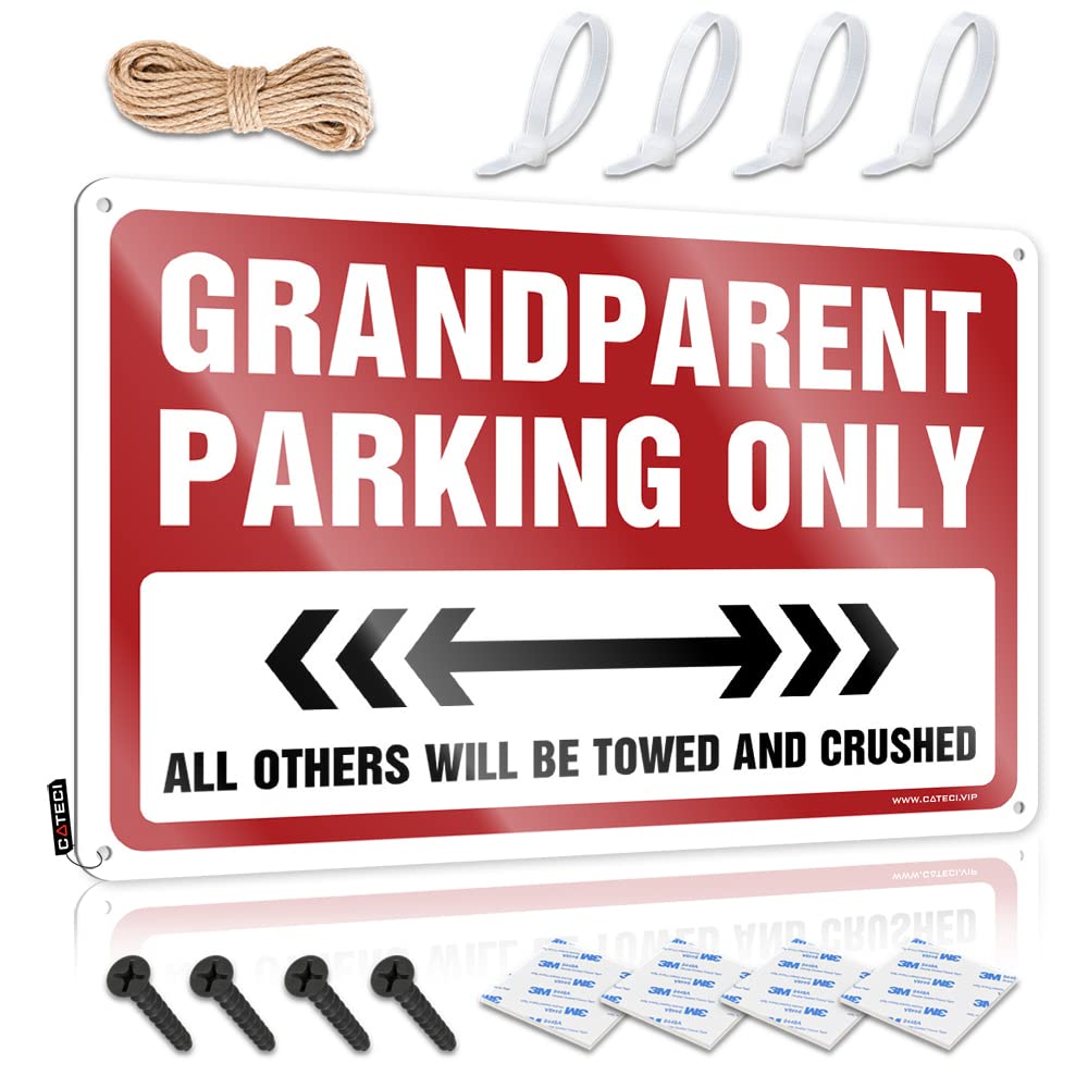 Fzfn Men's Colour Decor Baset Accessories Grandparent Parking Only | Rustic Grunge Wall Art(30X40cm)