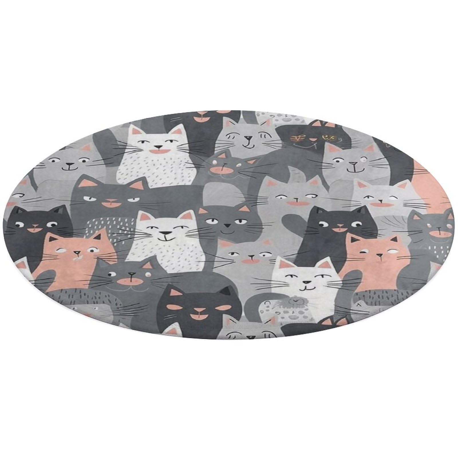 Alfombra de gatos grises lavable pequeña para decoración de dormitorio y cocina de hogar moderno