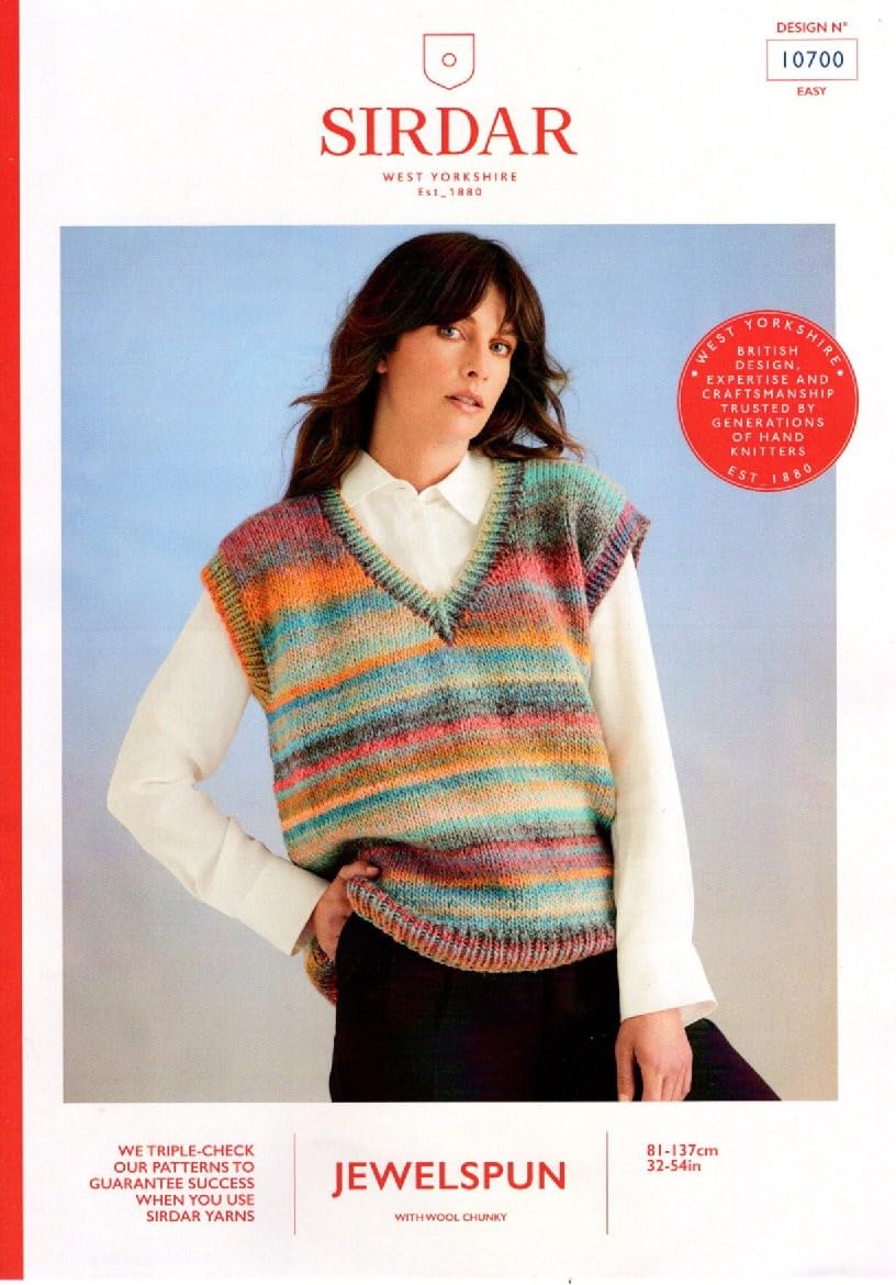 Sirdar Jewelspun Chunky Knitting Pattern - 10700 Slipover Vest