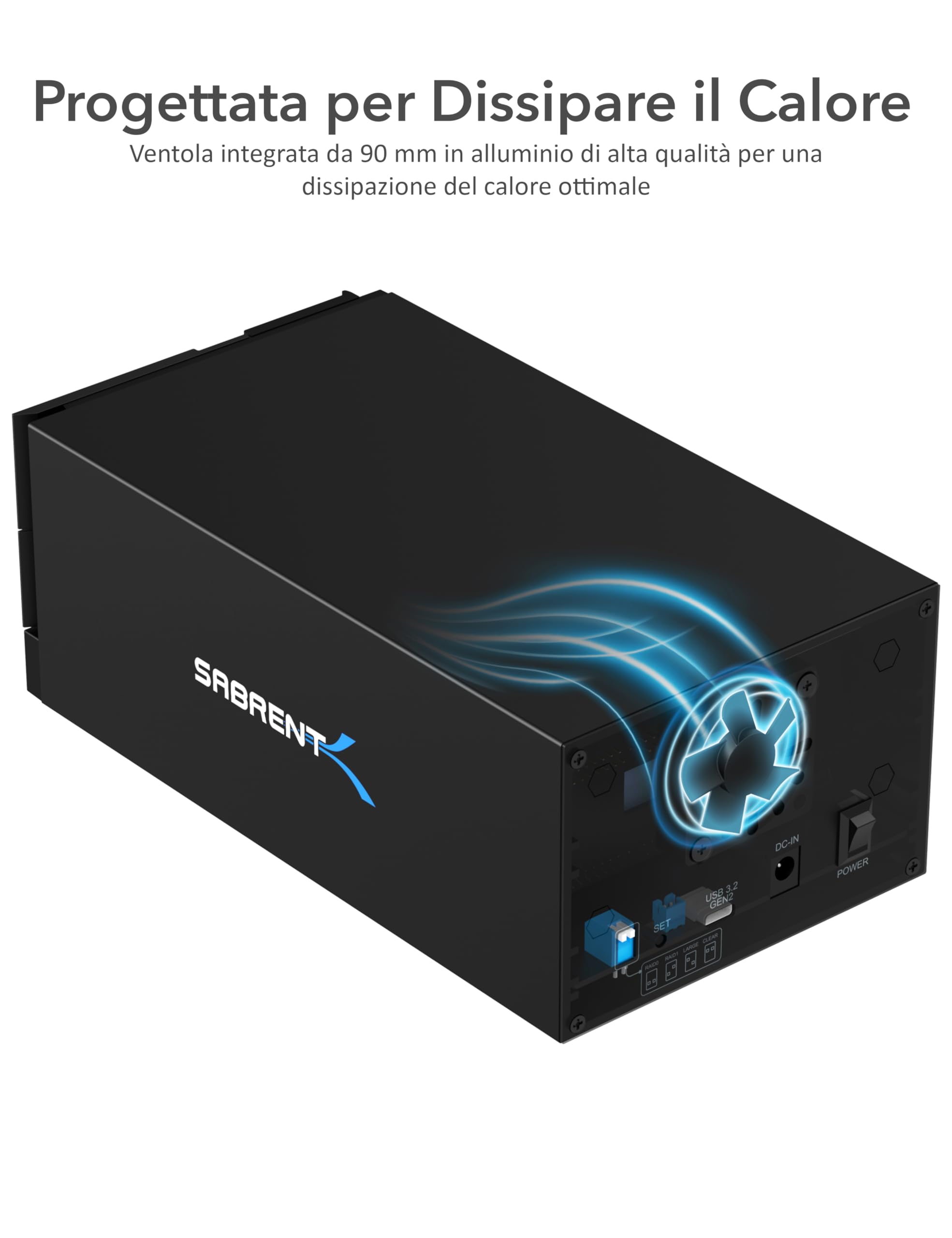 SABRENT Docking Station USB Tipo C a Doppio SATA e RAID da 3.5" con Lettori di Schede CFast/SD e Porta USB Tipo A (DS-2BCR)