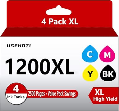 PGI-1200XL Compatible Ink Cartridges for Canon Maxify MB2720 MB2120 MB2020 MB2320 MB2030 MB2050 MB2350 Printers, High Yield Ink Set Black Cyan Magenta Yellow, 4 Pack