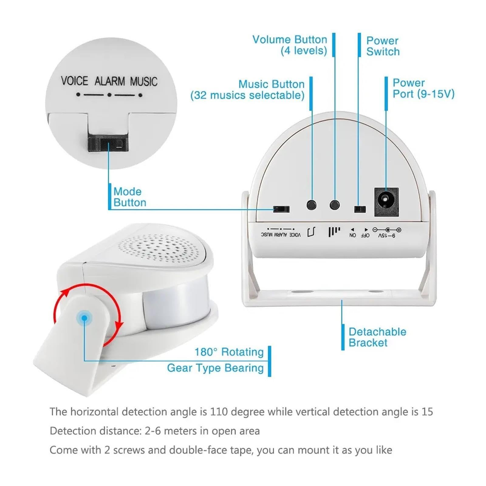 Campanello con sensore di movimento PIR wireless