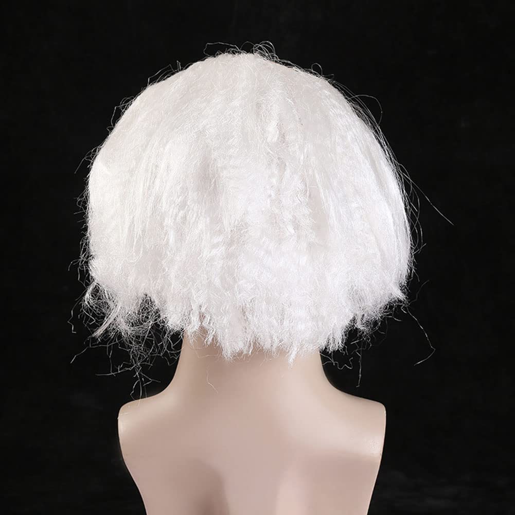 Juego De Peluca De Abuelo Calvo – 3 Piezas Con Bigote Y Cejas Postizas, Disfraz De Científico Loco Para Halloween Y Cosplay