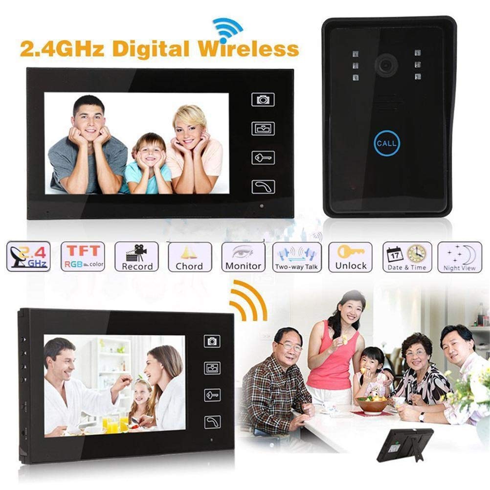 Videoportero inalámbrico de 7 Pulgadas para el hogar, Monitor WiFi, videoportero, Timbre, intercomunicador, Sistema de Portero automático, Tomar Fotos, cámara de Seguridad