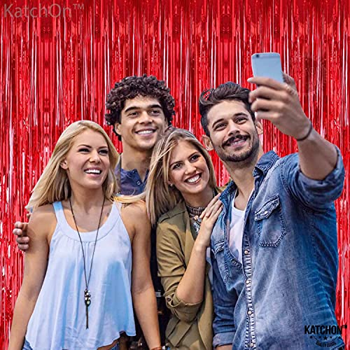 HONGCI 3pcs 3.2x6.5ft Glitter Christmas Red Foil Curtain Red Tinsel Curtain Door Streamers Fringe Curtains Photo Backdrop Christmas Decorations Banner for Indoor Home School Office Xmas Party Decor - Image 4
