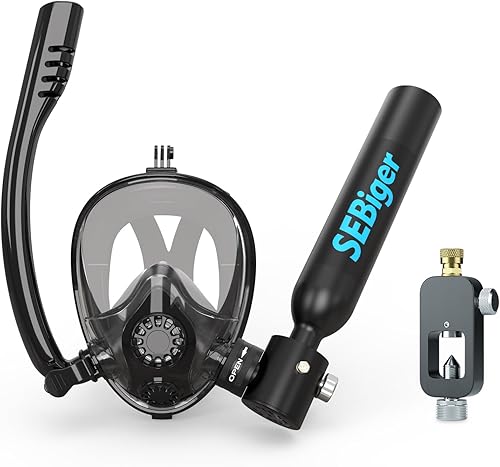 Miniatura 8 de Máscara de snorkel Mini tanque de buceo 0.5L hasta 6 minutos de respiración submarina dentro de 30 pies de profundidad de buceo pequeño tanque de