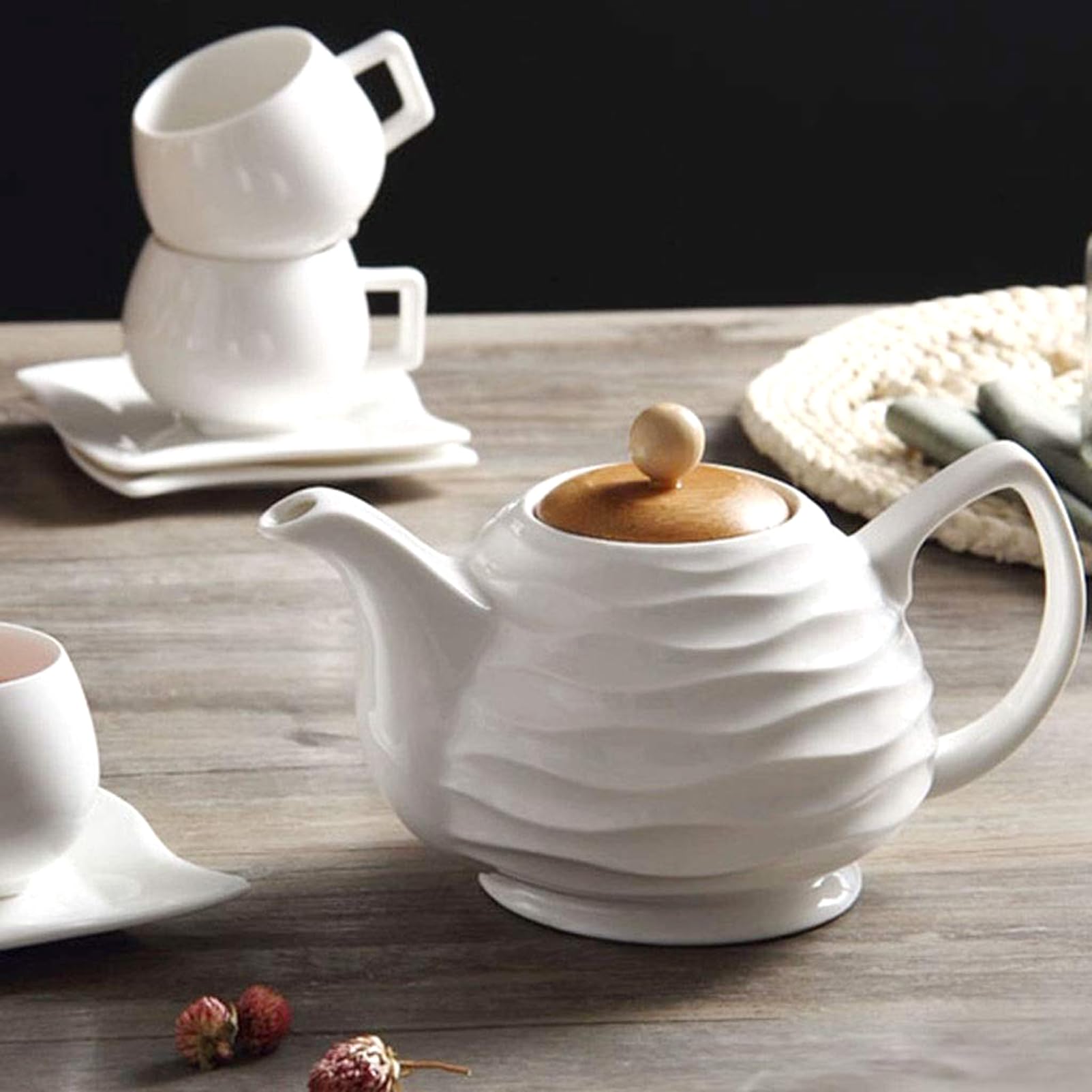 FOTN Kaffeetassen-Set, 16 Stück, europäische Keramik, reinweiß, sehr schlicht, Nachmittagstee-Set, Teetasse, Kaffeetassen, Geschenkset, Hochzeit, Muttertag, Zuhause, Büro