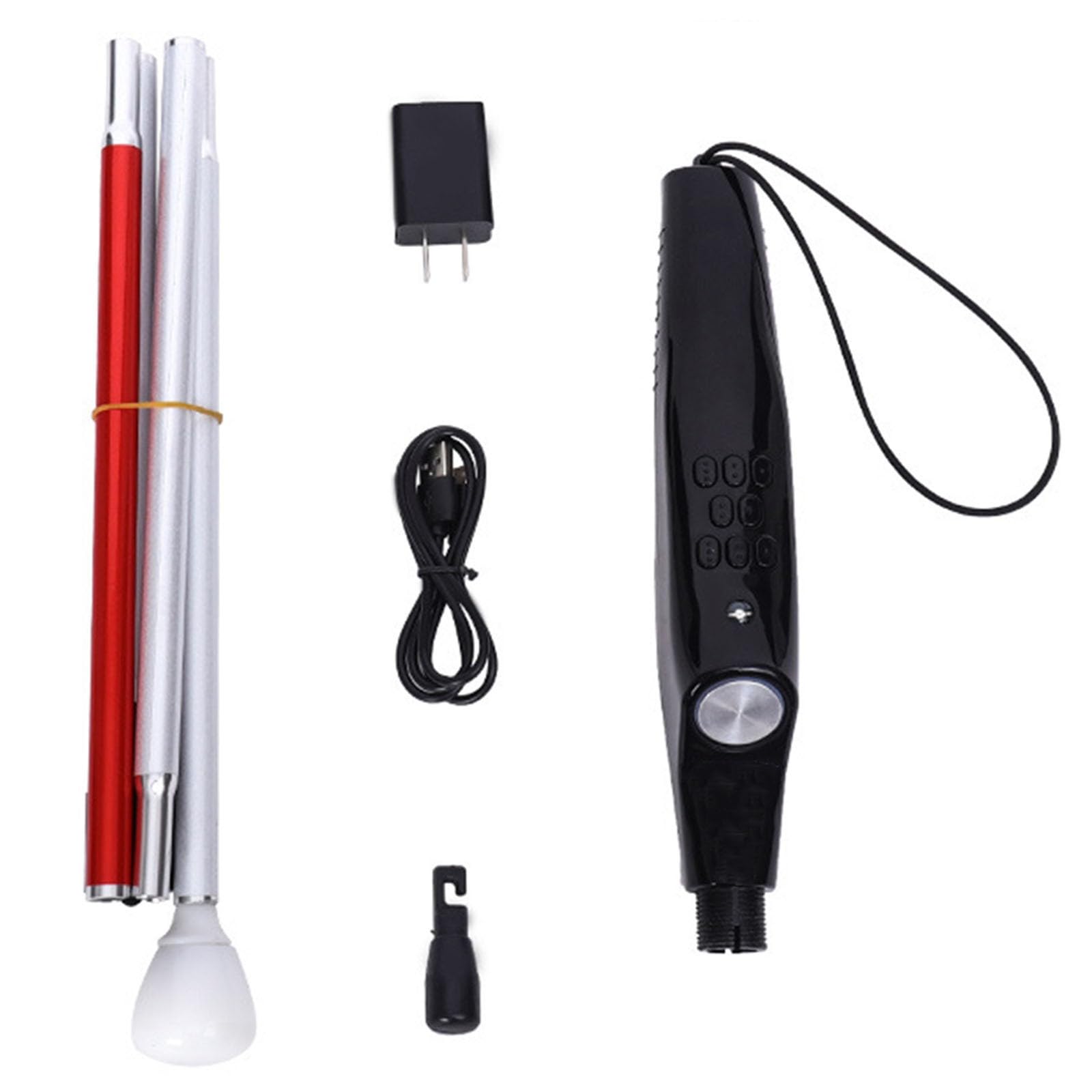 Bastón telescópico Inteligente para Ciegos con detección de obstáculos y Alarma electrónica, guía de Voz, bastón Plegable Reflectante de aleación de Aluminio (A, 128 cm/50,4 Pulgadas)