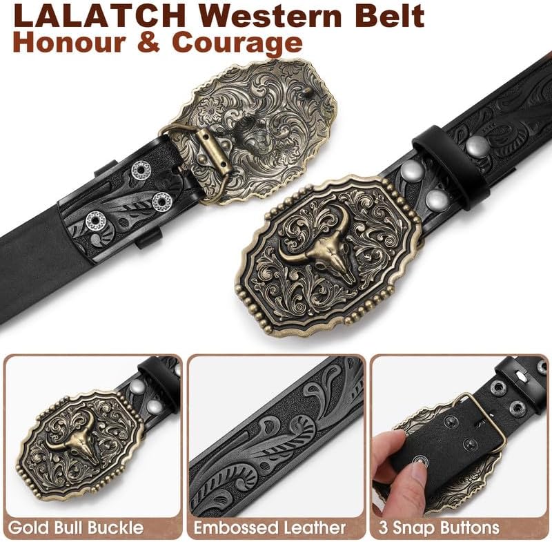 Cowboy Western Belts for Men Woman, Leather Cowboy Belt Men Women Western Cowgirl Country Belts for Gifts Jeans - Image 6
