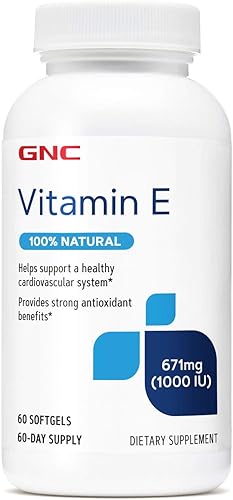 GNC Vitamina E 100% natural 1000IU - 60 cápsulas blandas, 60 porciones