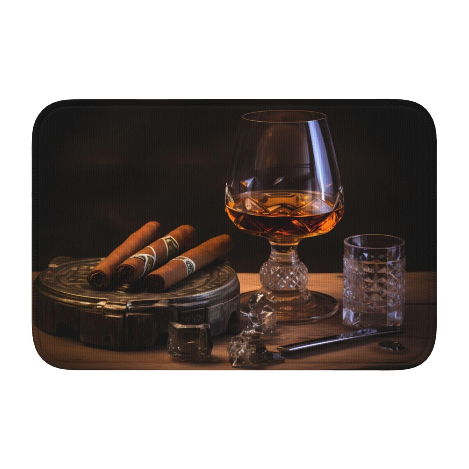 Tapis de sol décoratif ambiance bar cigare et whisky pour salon chaleureux