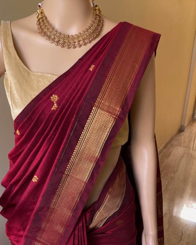 Image of South Cotton Gadwal Saree for Women | Celebrity Inspired Traditional Ethnic Wear | Chettinad & Kalyani Cotton Sarees | Soft Cotton Saree with Blouse Piece