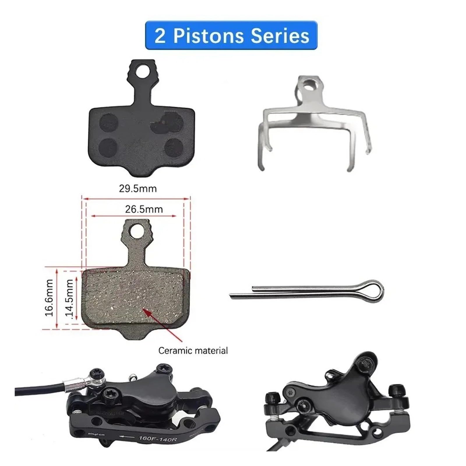 Vordere Für MTB- Und E-Bike-Scooter-Bremssattel-Teile 2/4 Kolben Y-5 Für A5-D Bremsbeläge Keramik Hydraulische Scheibenbremse Motorrad Bremsbeläge(4-pistons 4 Pairs)