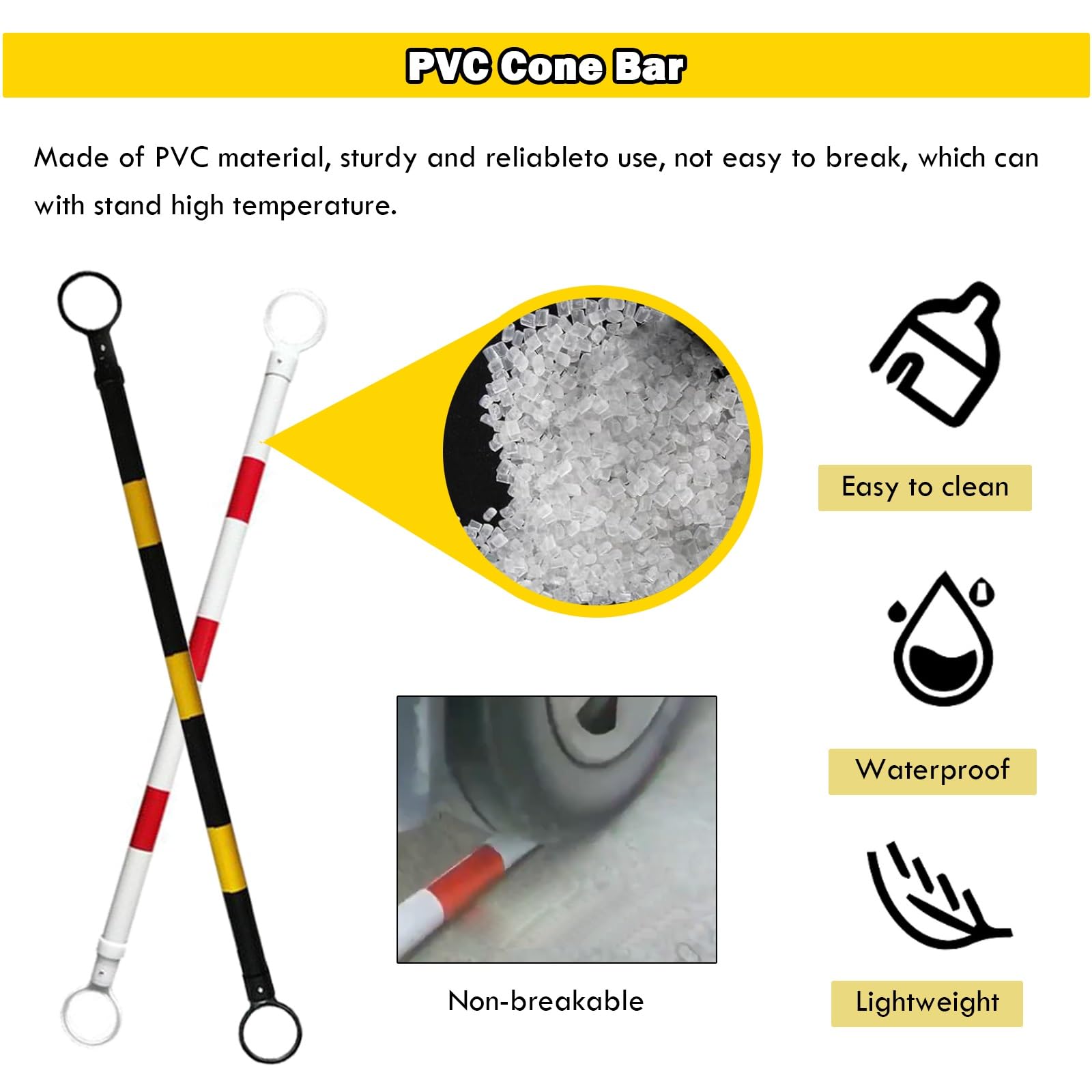 6 Pcs. Barras Conos Tráfico, 1-2m, Postes Barricada, Extremos de Repuesto | Ajustable de 1 a 2 m. Incluye extremos de repuesto para mayor visibilidad. Ideal para estacionamientos y cruces.(B 6 Pack)