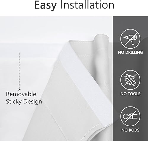 Miniatura 10 de Muamar Cortinas opacas de velcro para dormitorio, 2 paneles con alzapaños, sin varillas, cortinas pequeñas, fácil de instalar para ventanas