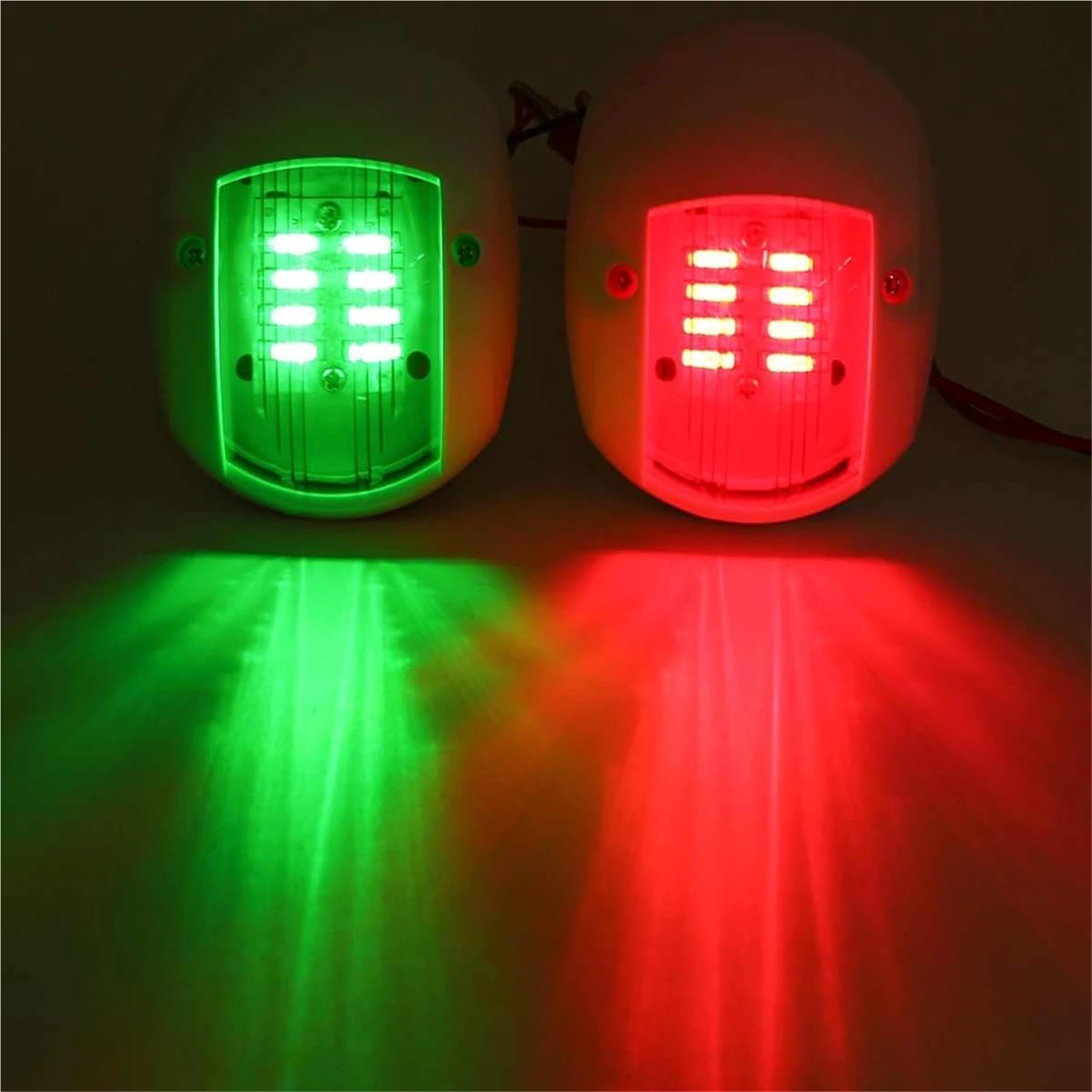 Światła nawigacyjne statków, Zestaw 2 świateł nawigacyjnych LED 12V-24V do łodzi Czerwone Zielone Port Prawa burta Czarne Białe(White-a Pair)
