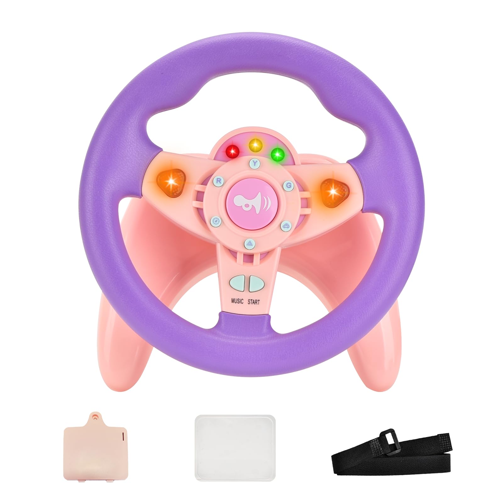 RedCrab Kids Steering Wheel Toy, Steering Wheel Car Driving Simulated Toy with Light and Music