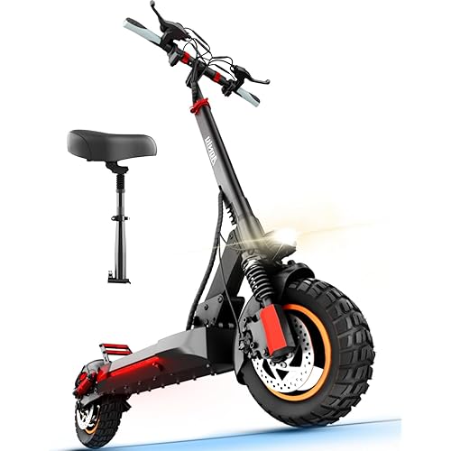 m4 Electric Scooter for Adults with seat 25-30 mph Fast Speed Heavy Duty 300+ lbs 10 inch Off Road Foldable e Scooter Mobility e Scooters for Girls Men Teens 31-37 Miles Long Range Bike