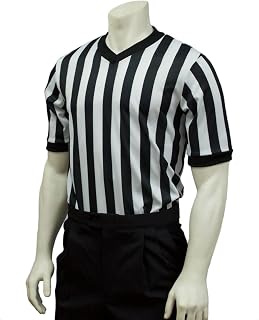 Smitty | BKS-200 | 1" Stripe Mesh Basketball Referee Short Sleeve Shirt V-Neck | Premium Official!