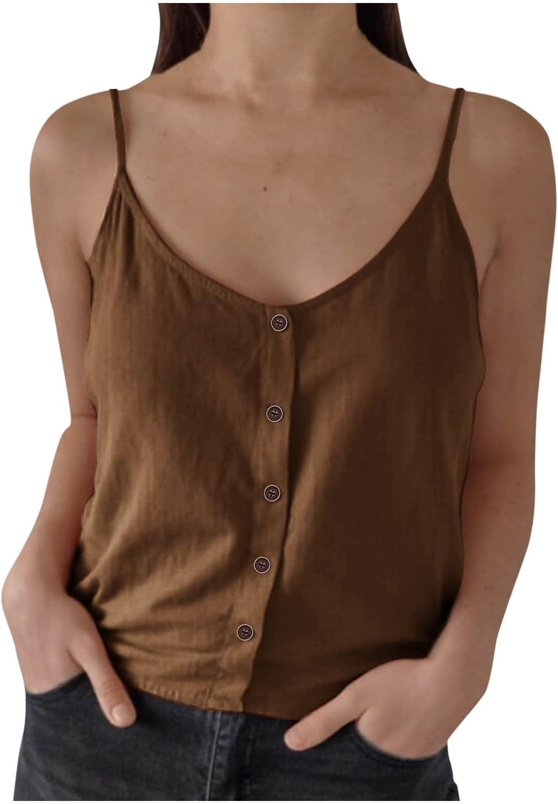Camisole Women UK Cami Cheesecloth Vest Halter Neck Top Linen Tops Strappy Tunic Cotton Clothes Hawaiian Shirts Beach Tshirt Dressy Blouse Summer Cloth Elegant Tunics Fashion