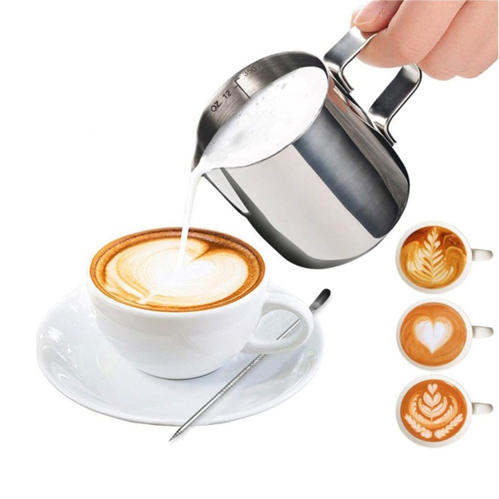 Jarra for leche pequeña de acero inoxidable, 2 uds., Espumador de café, Latte, arte, Espresso, capuchino, jarra de espuma de leche Para café(150ml)