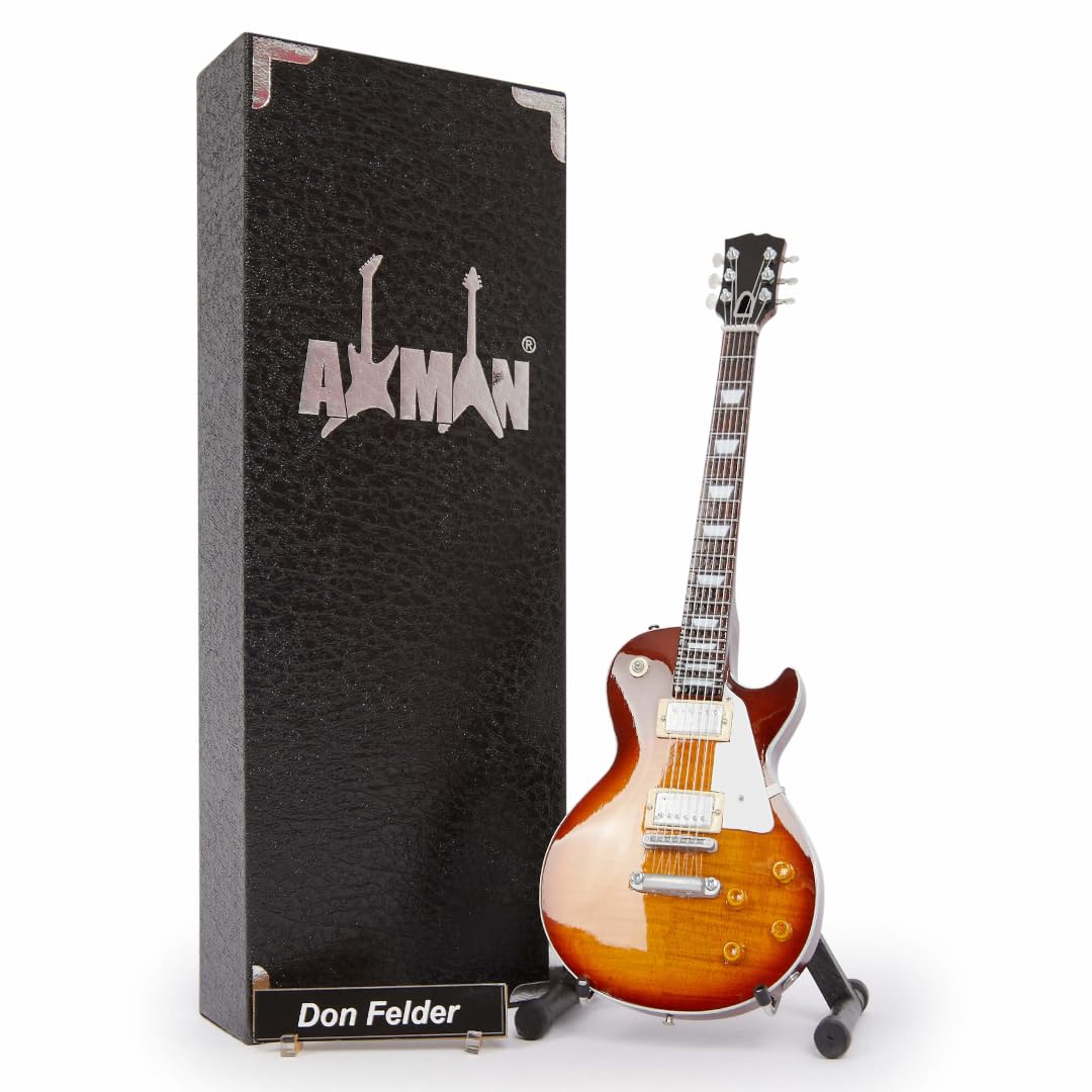 Axman Don Felder (The Eagles): Miniature Guitar Replica - Music Gifts - Handmade Ornamental 1/4 Scale - Includes a Display Box, Name Tag and Miniature Guitar Stand