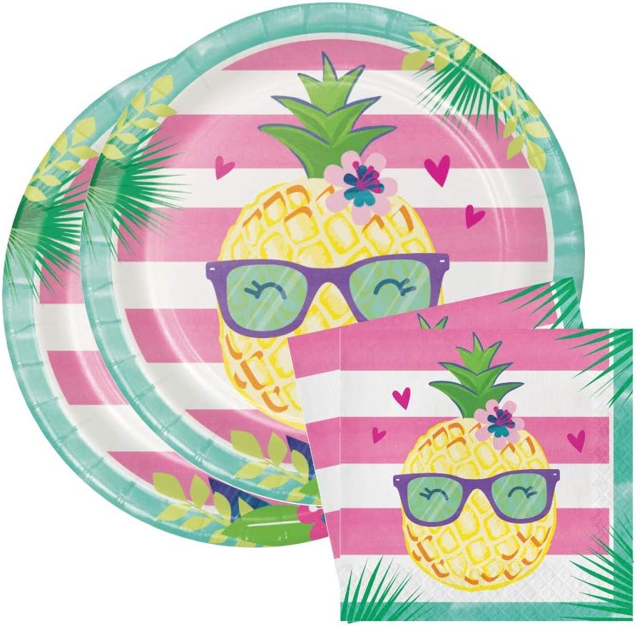 Aloha Pineapple N Friends Party Bundle 9" Plates (16) Napkins (16)