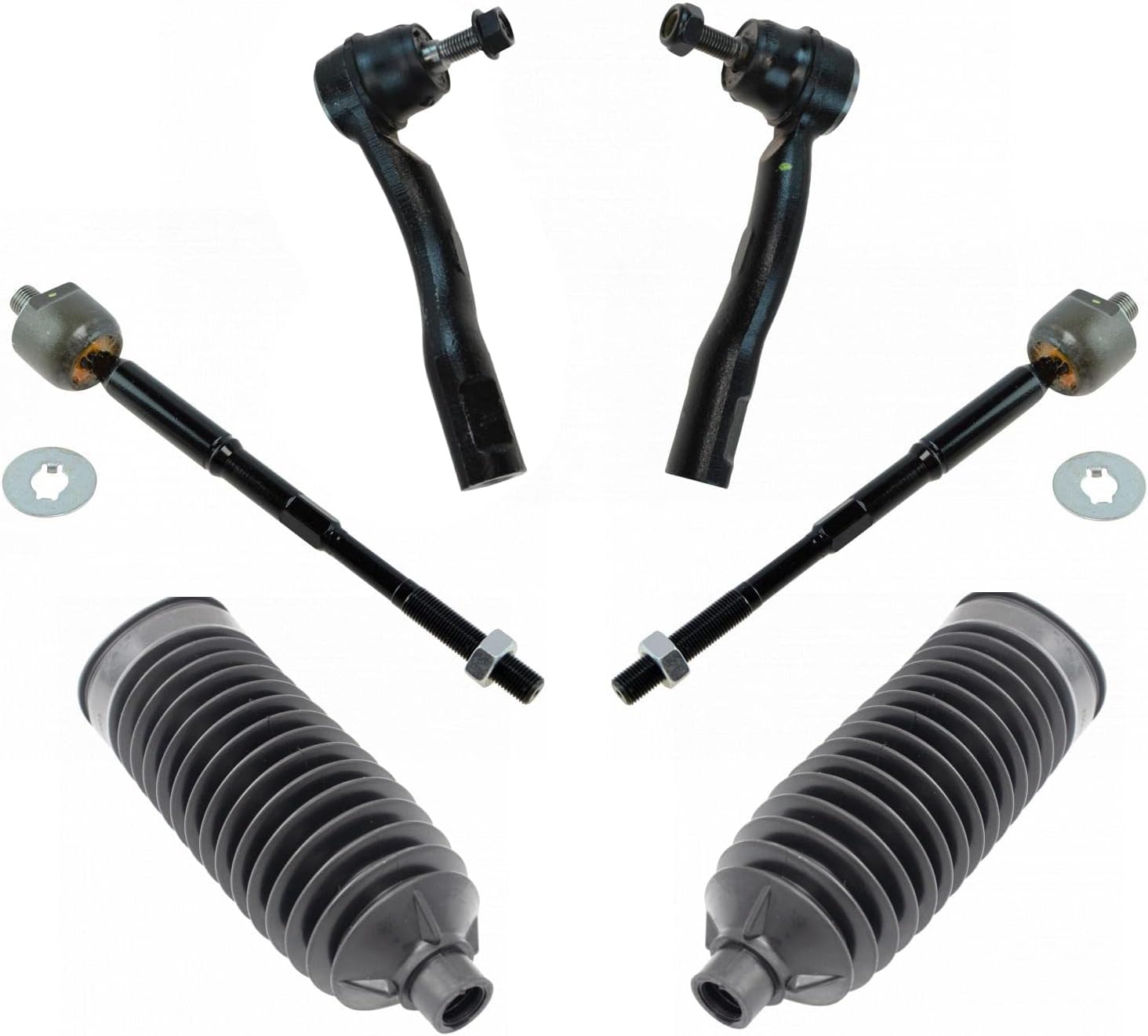 TRQ Inner & Outer Tie Rods & Bellows Fits 2007-2012 Nissan Sentra PSA43346