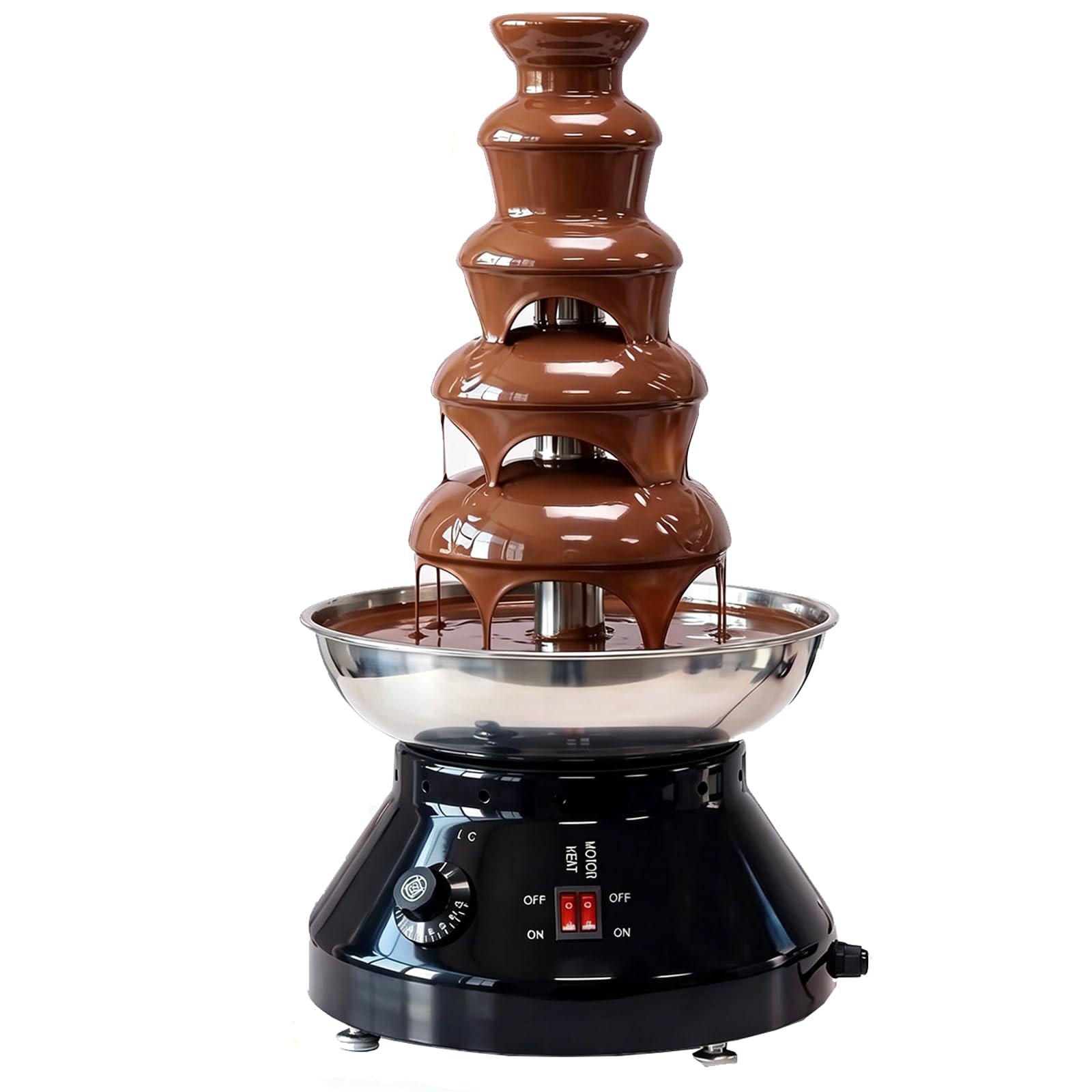 Máquina de Fuente de Chocolate, Modelo de Grifo, máquina de Cascada de Chocolate, Calentador de Fuente de Fondue de Chocolate de Acero Inoxidable con Piezas Desmontables(Black)