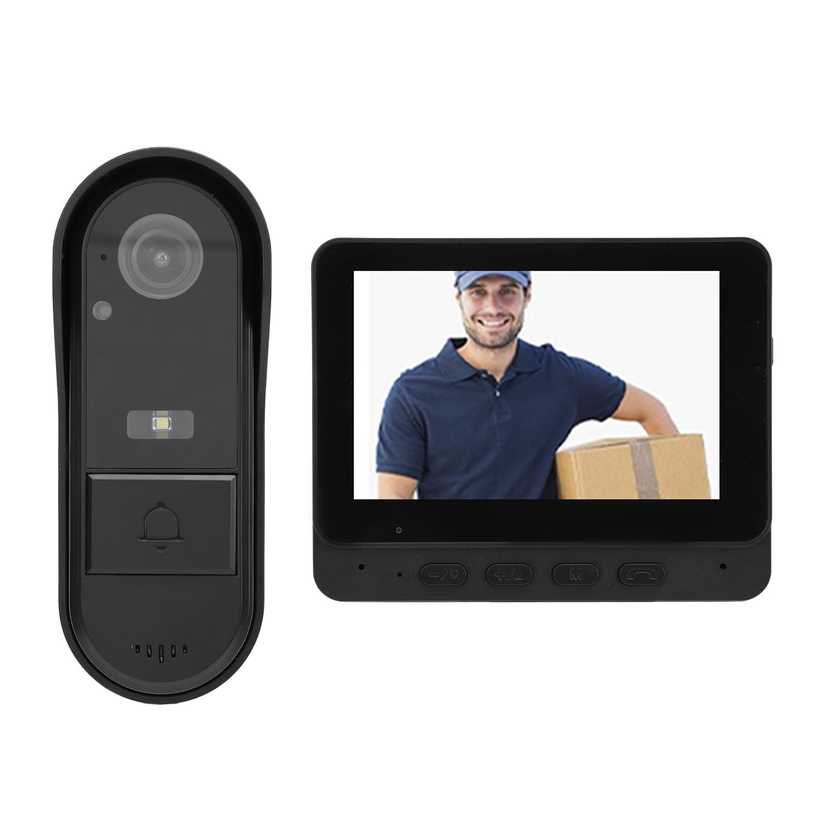 Inteligentna kamera wideodomofonowa z dzwonkiem, bezprzewodowa kamera wideodomofonowa 2,4G Wi-Fi 1080P HD z szerokim kątem widzenia 170°, noktowizorem