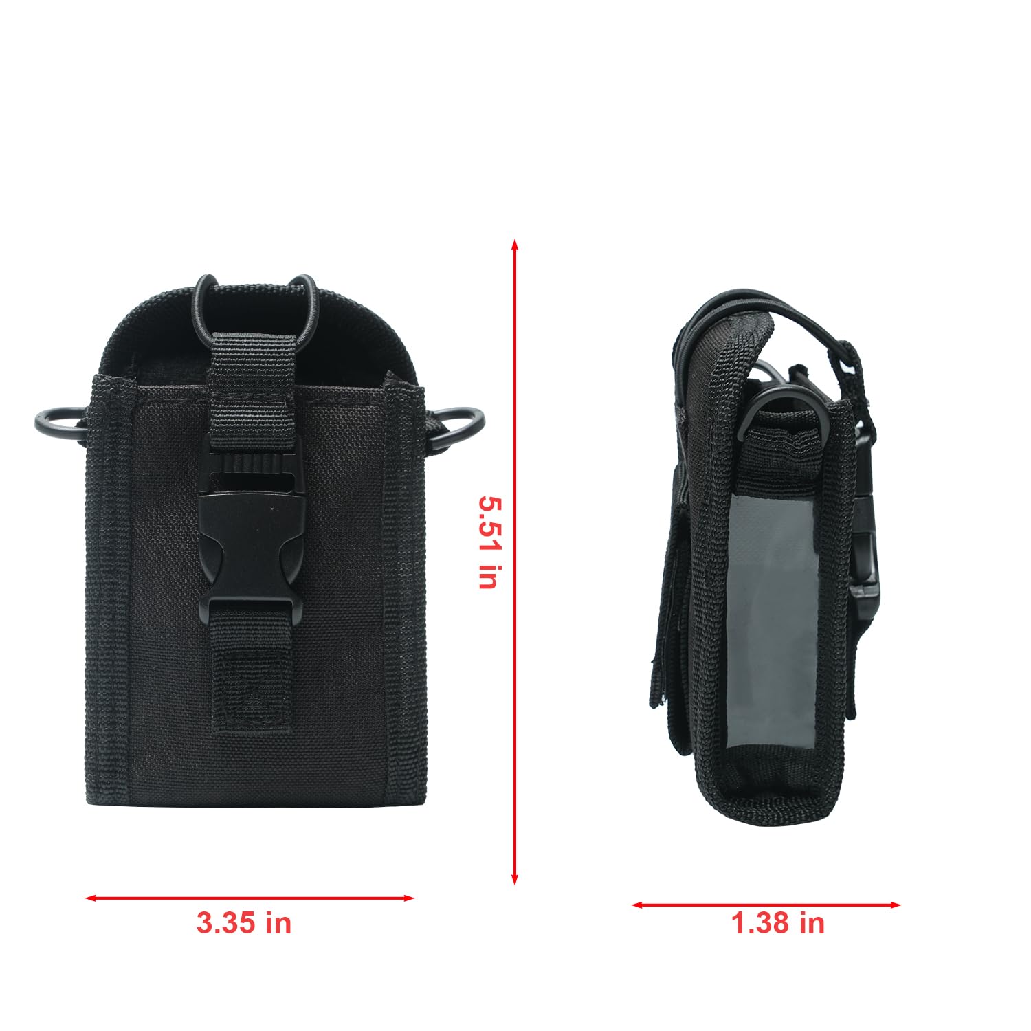 Tactical MOLLE Radio Pouch with Shoulder Strap, Heavy Duty Nylon Walkie Talkie Holste (Black, S) — view 5