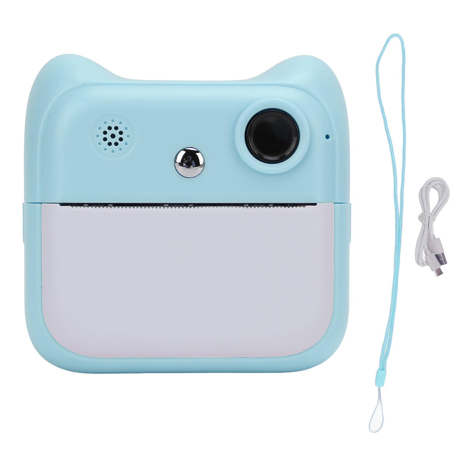 Instant Print Camera 48MP High Definition 2.4 Inch High Definition Thermal Inkless Printing Pictures White Black Funny Photos Number Count (Blue)-image-49