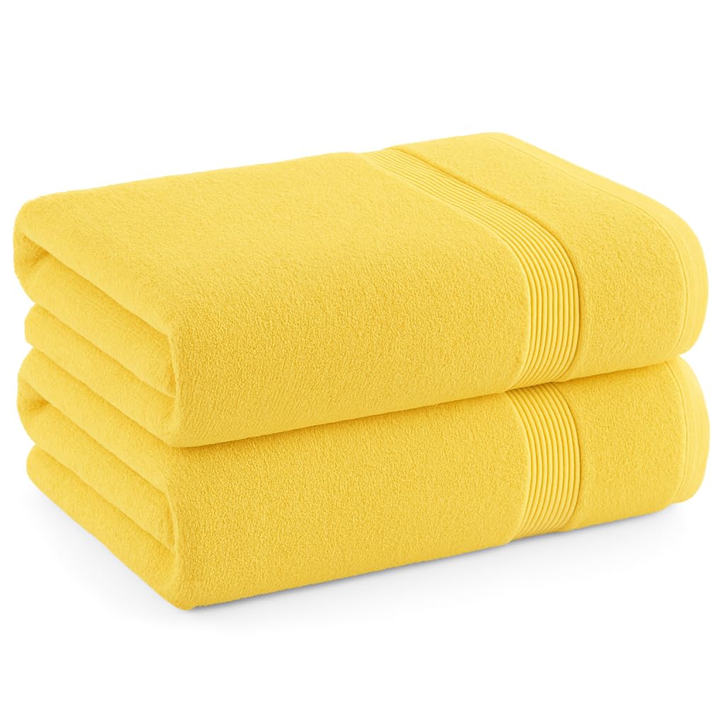 Diamond Tex Set of 1 Extra Large Jumbo Bath Sheet (100x200cm - 550GSM) 100% Egyptian Cotton Super Jumbo Bath Sheet Towel Set High Absorbent and Quick Dry Towels (1, Yellow)