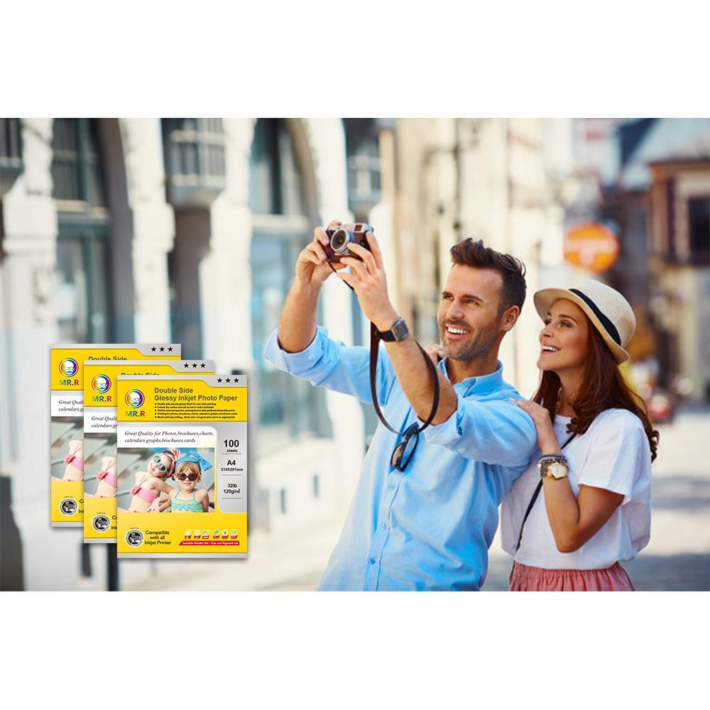 MR.R 300g/m² 50 Blatt A4 Format einseitig hochglänzendes Inkjet-Fotopapier tintenstrahldrucker glänzend foto paper Sofort Trocken Wasserfest Hochweiß fotoblätter
