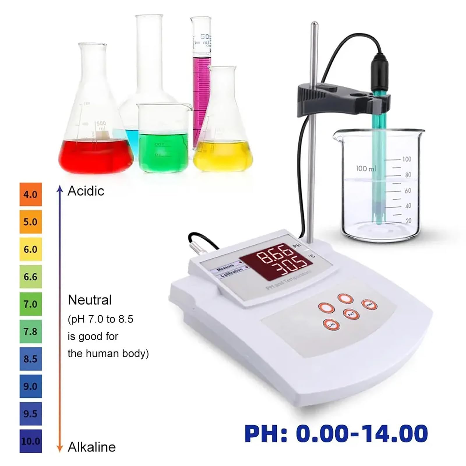 Desktop-Labor-PH-Meter mit automatischer Kalibrierung, ±0,01 PH-Genauigkeit, PH/Temp 2 Elektroden, und Ökologie