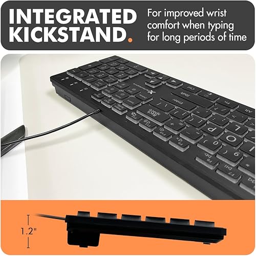 Miniatura 6 de Teclado retroiluminado de impresión grande X9 | Teclado de computadora con iluminación con cable para computadora de escritorio y portátil - Fácil