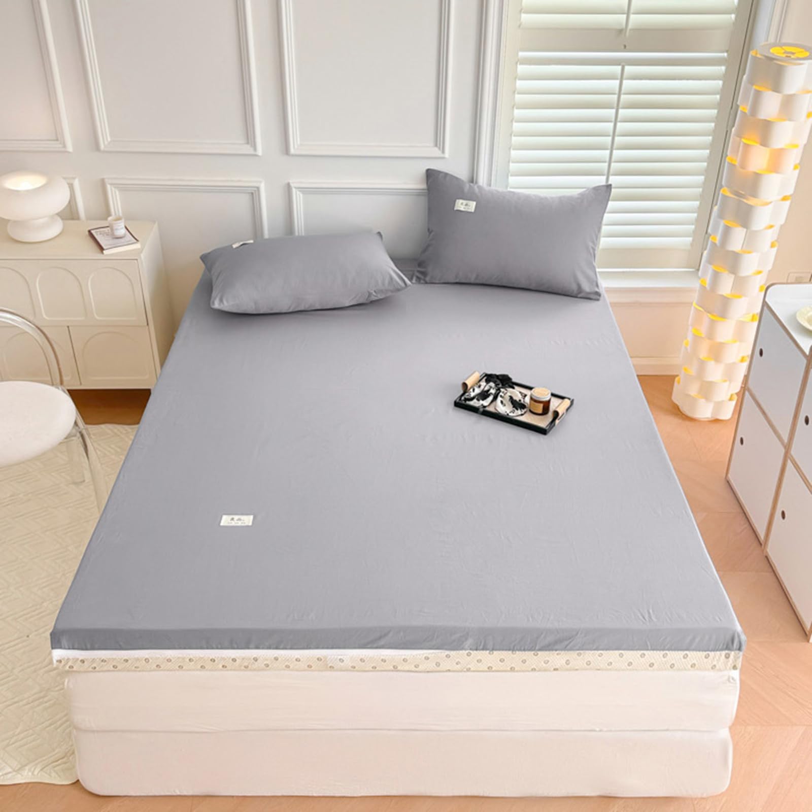 100% Cotone Fodere per Futon all-Inclusive Fodere con Cerniera, Lavabile Coprimaterasso Futon da Terra, Roll Up Giapponese Tatami Coprimaterasso, Senza Materasso,B,180x200cm/71x79in