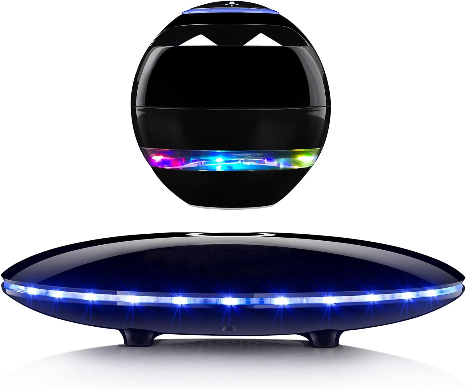 Magnetic Levitating Speaker, Wireless Floating Bluetooth Speakers with Colorful Flashing Light, 360 Degree Rotation, Home Office Decor Cool Gadgets Tech Electronics Gifts (Black)