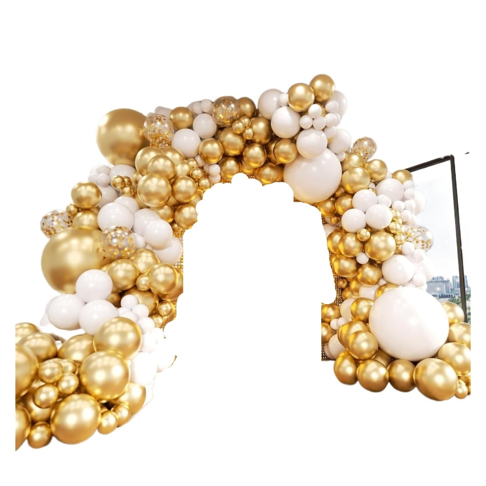 117-teiliges Konfetti-Party-Ballon-Girlanden-Set In Mattweißem Metallic-Gold Und Gold for Hochzeit, Geburtstag, Jahrestag, Abschlussfeier, Feier, Dekorationszubehör Für Partys