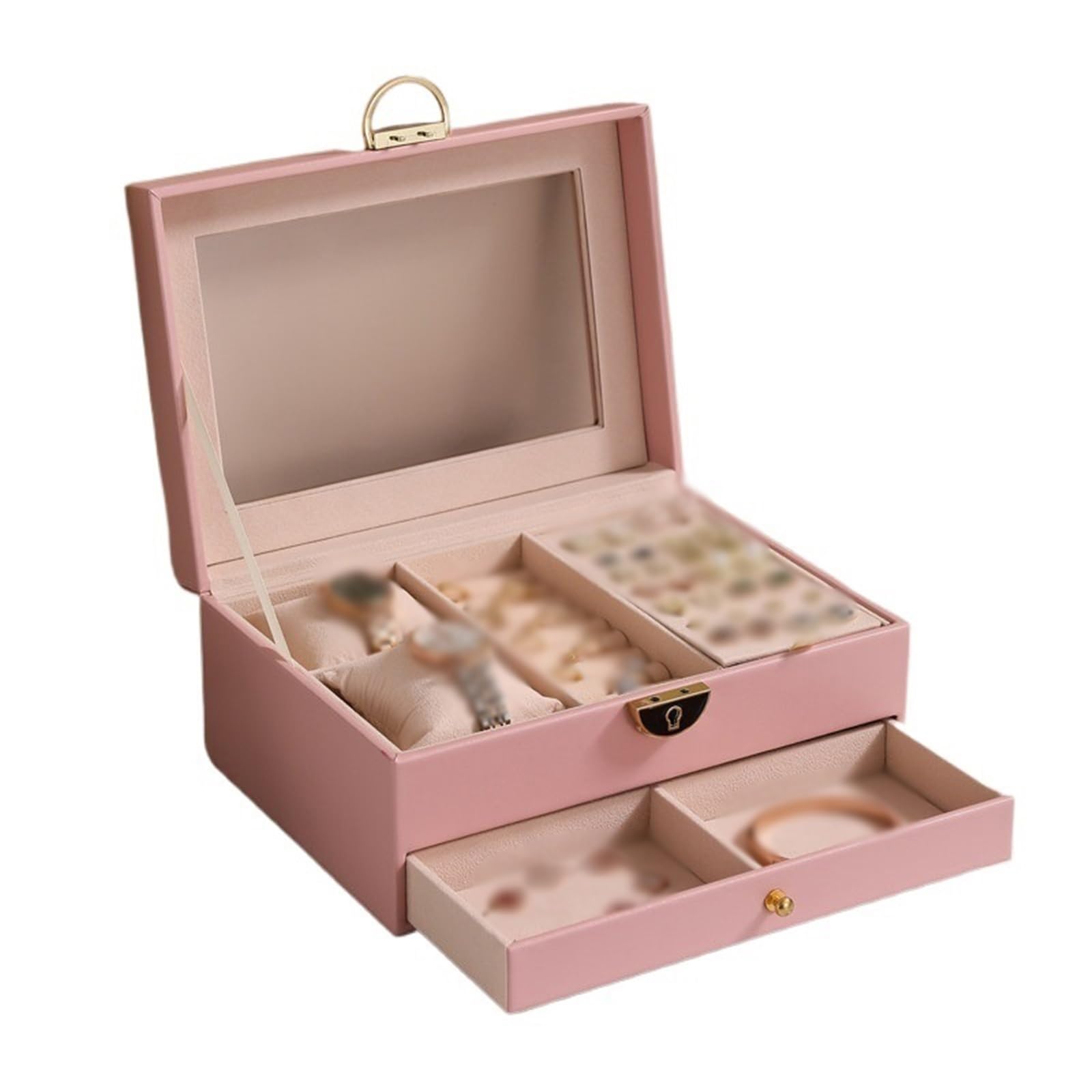 Shihan-2015 Jewelry Organizer Large-Capacity Multi-Tier High-End Jewelry Storage Box For Earrings And Necklaces Jewelry Storage Case(Pink)