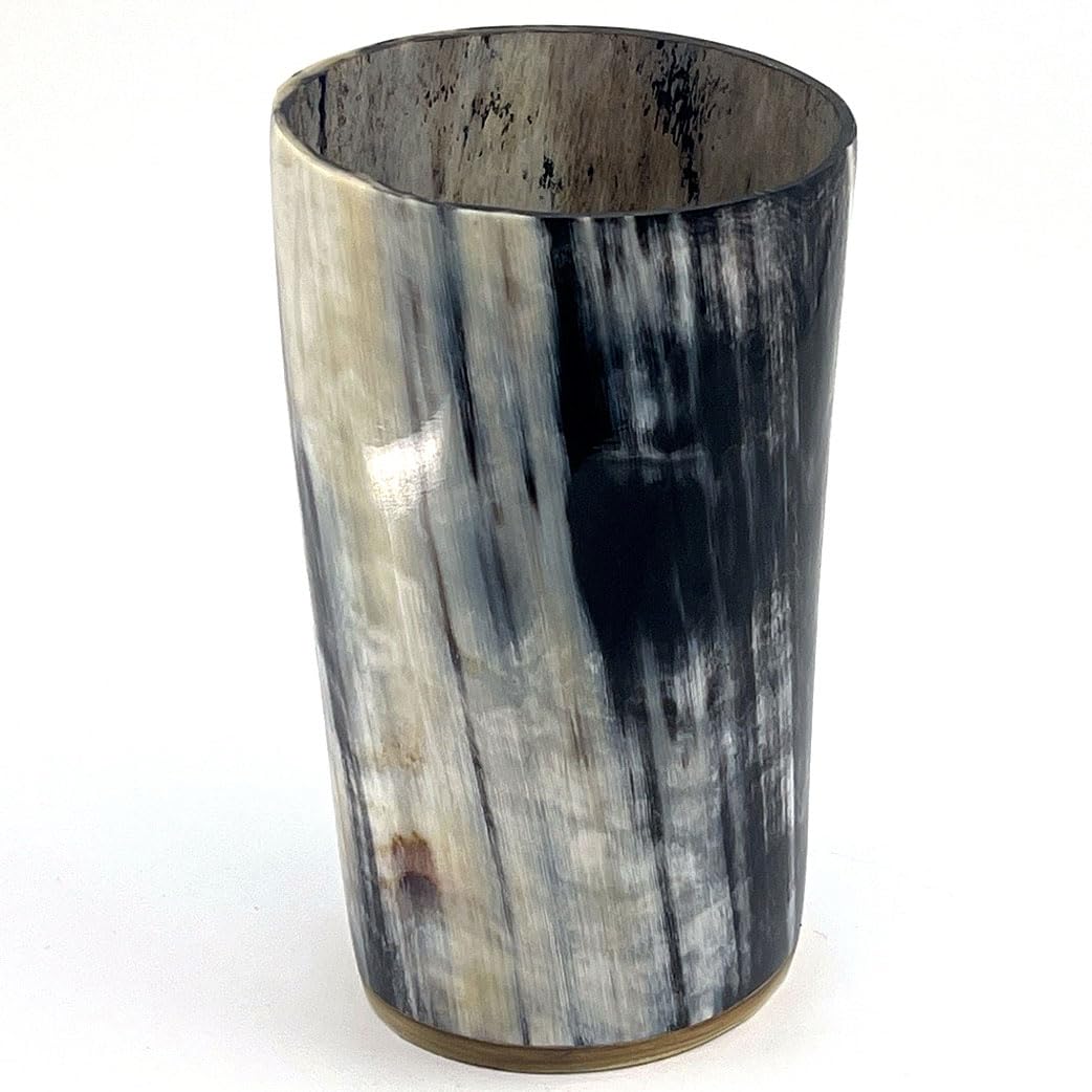 HORNCRAFT Ox Horn Beaker | Polished Finish | 5-6 Inches | 300ml - 350ml Capacity | Drinking Vessel With Horn Base | Beer Tumbler
