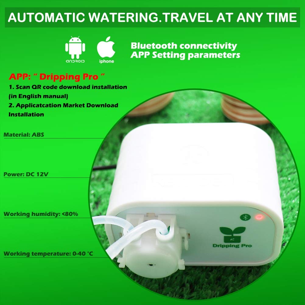 Kit automatico irrigazione a goccia, sistema di irrigazione fai da te, controllo Bluetooth Pompa acqua intelligente adatta per 8 piante in vaso,EUPlug