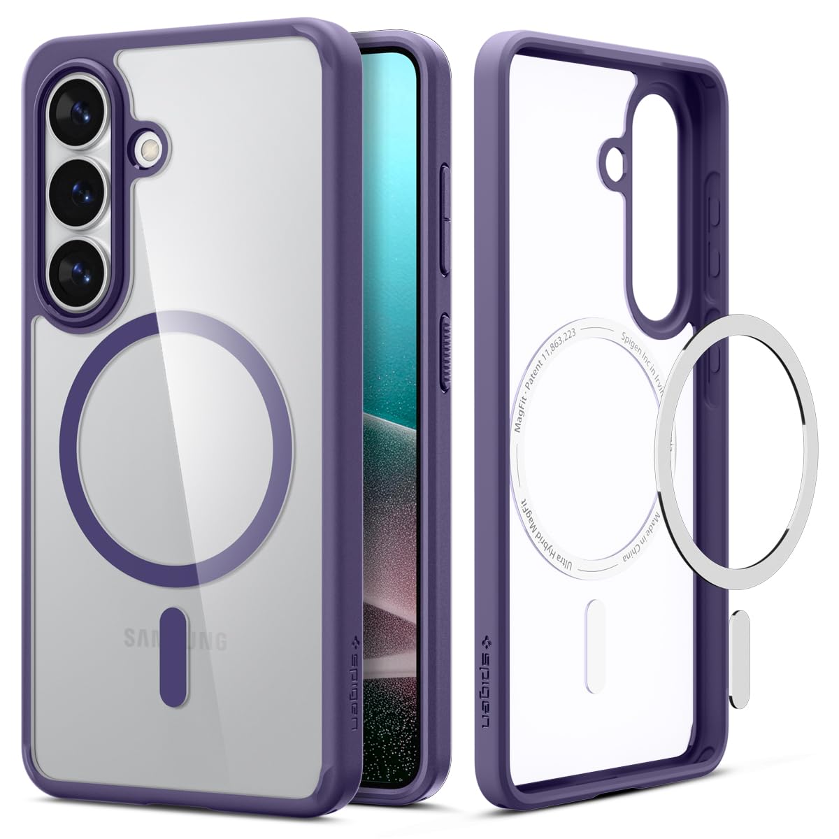 Spigen Ultra Hybrid MagFit für Samsung Galaxy S26 Plus Hülle [Anti Vergilbung] Case Handyhülle Transparent Kompatibel mit MagSafe -Deep Purple