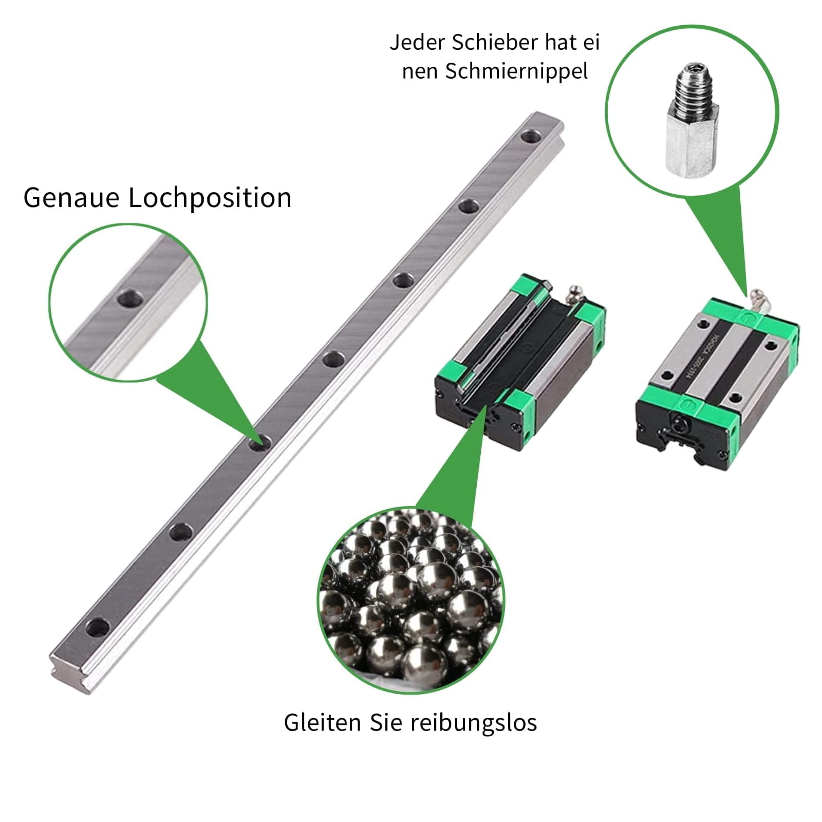 HGR15 1200mm 2 Stück Linearschiene mit 4 Stück HGH15CA Lagerkissen Blöcke 15mm für DIY 3D Drucker und CNC-Maschine Fräsmaschinen