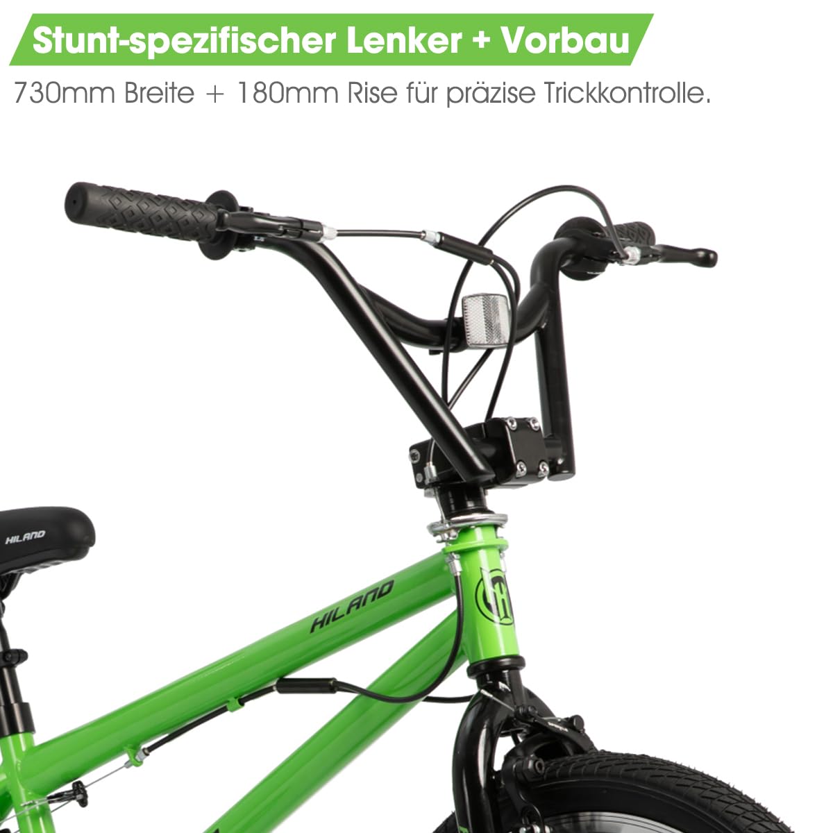 HILAND BMX Freestyle 20 Pulgadas para Niños y Niñas con Sistema de Rotor 360°, Bicicletas Freestyle para Infantil con 4 Pegs de Acero y Rueda Libre, Blanco/Rojo/Verde/Negro