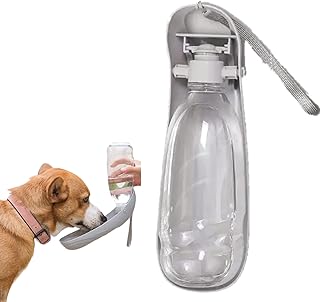 Large Capacity Foldable 550ml Portable Dog Water Bottle Pet Water Bottle for Puppy Leak Proof Water Dispenser for Small Medium Large Dog 18.5oz (Grey)