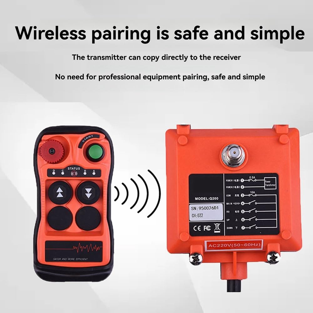Q200 - Mando a distancia industrial (2 botones, impermeable, IP65, controlador sin para grúa industrial AC-DC 12-24 V)