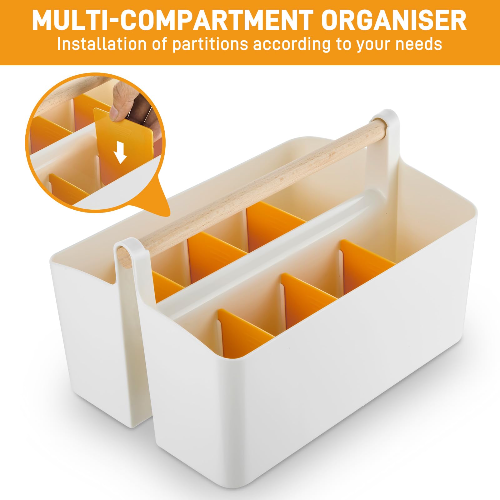 Osrioal Bathroom Organiser Storage, Bathroom Caddy with Handle, Toiletries Organiser for Toiletry Cosmetic Skincare Dresser (White) - Image 4
