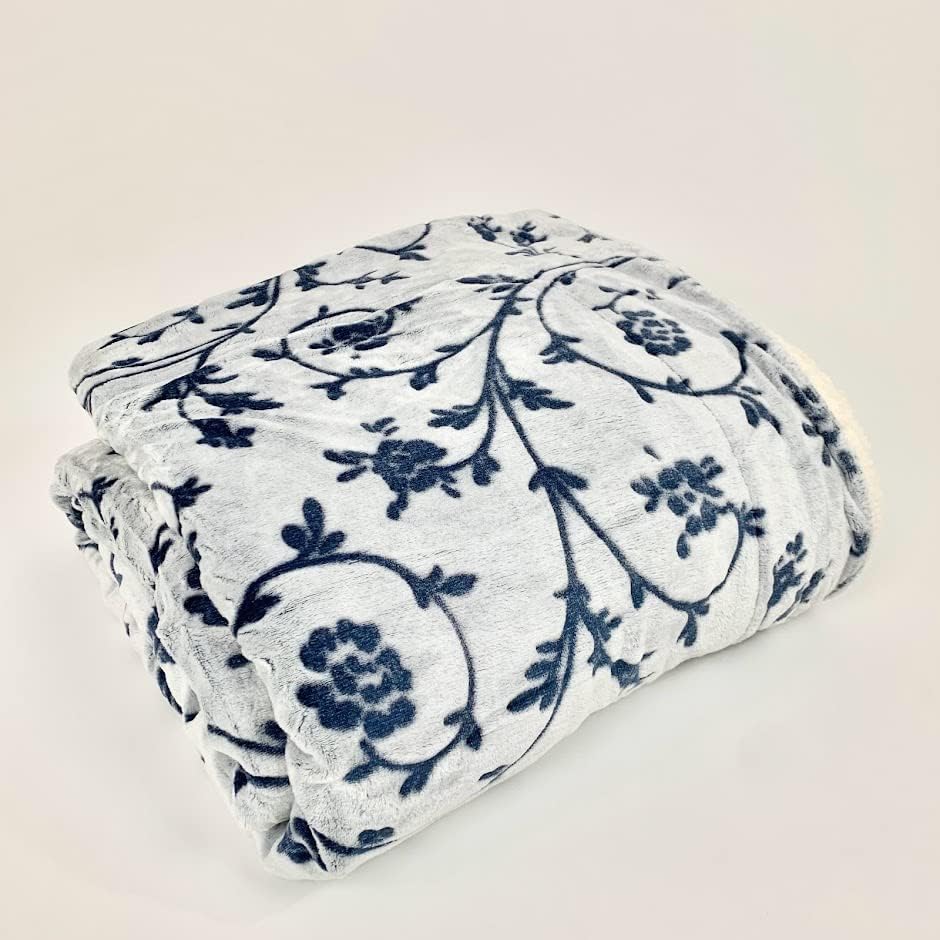 Manta de forro polar sherpa, súper esponjosa, suave y acogedora, manta de felpa para sofá, sofá y cama, manta de invierno reversible (floral-azul)