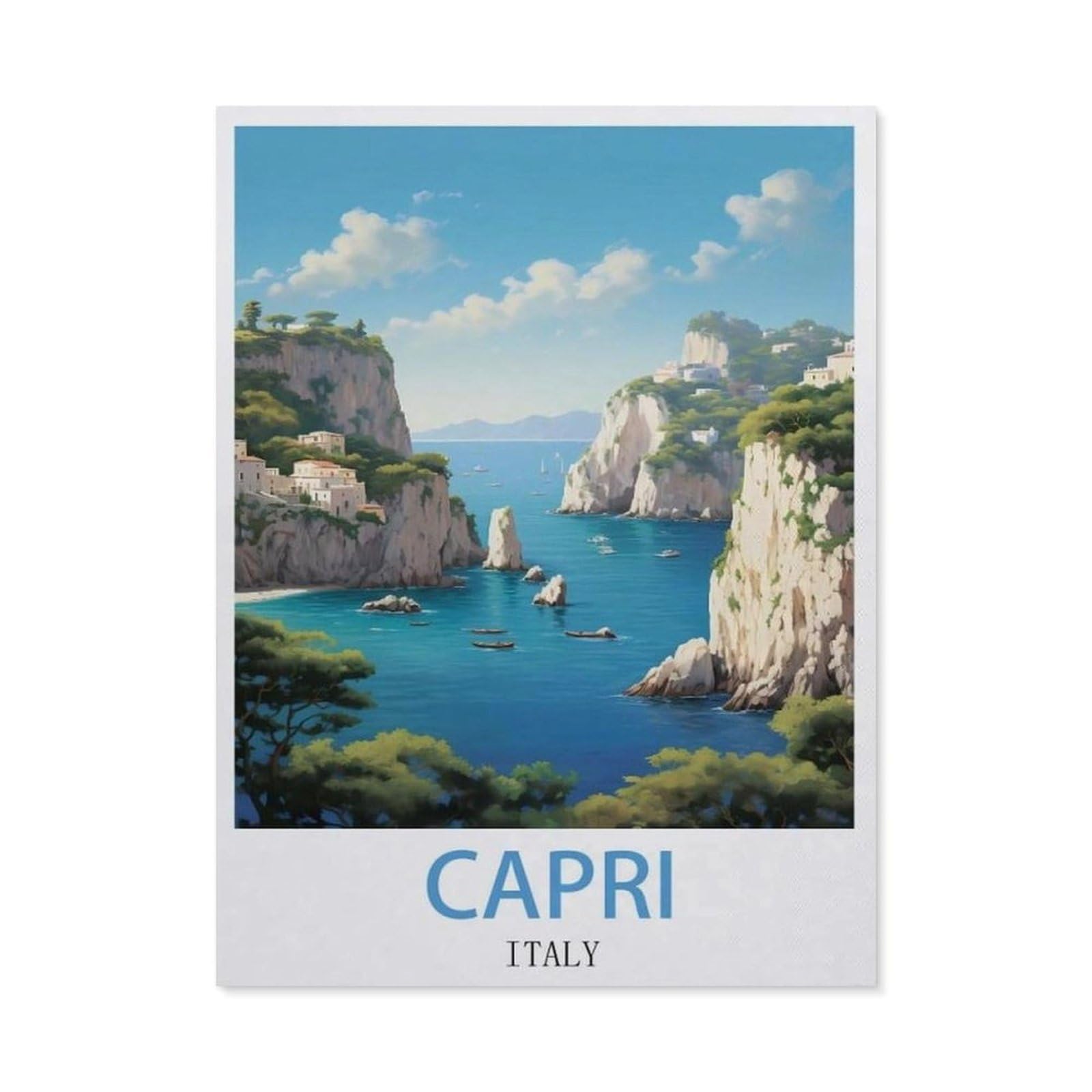 Funny Bathroom Wall Decor Signs，Italy Capri(15x30cm）